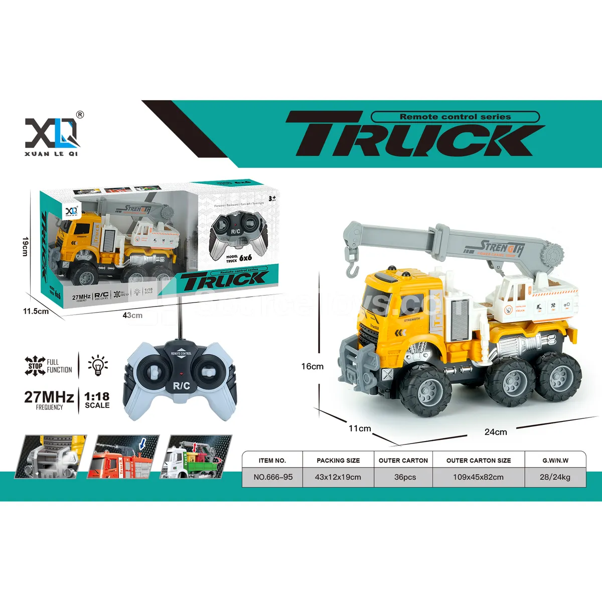 Off-Road Big Wheel Remote Control Crane Truck (Battery Included)