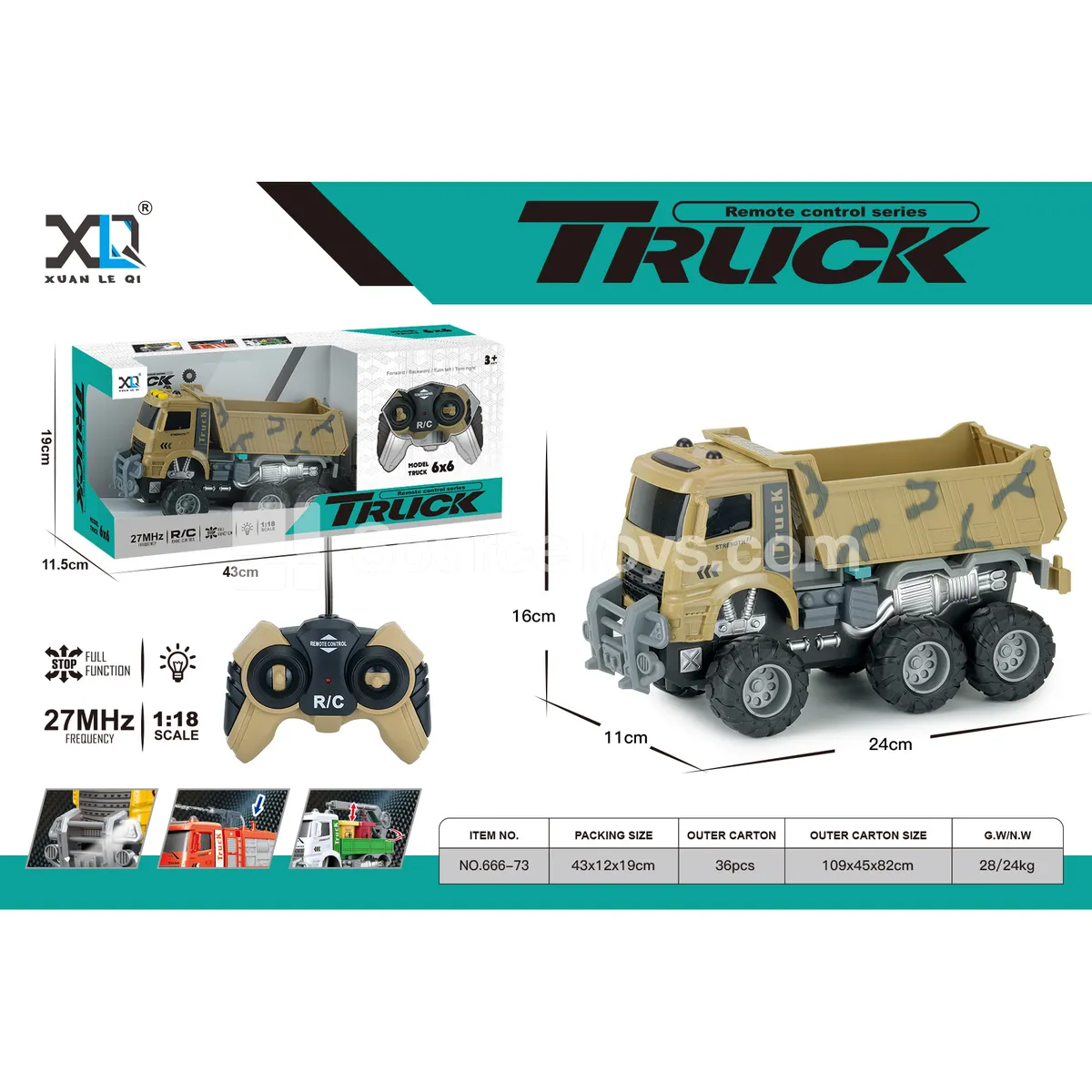 Off-Road Big Wheel Military Transport Vehicle, Battery Included