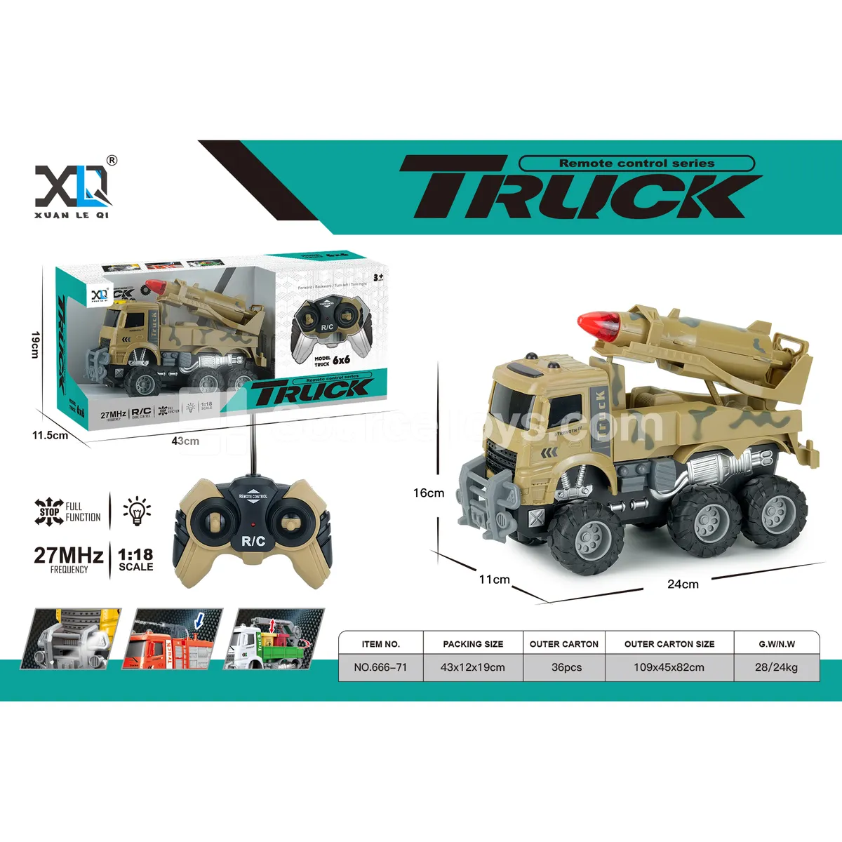 Off-Road Big Wheel Military Rocket Car (Battery Included)