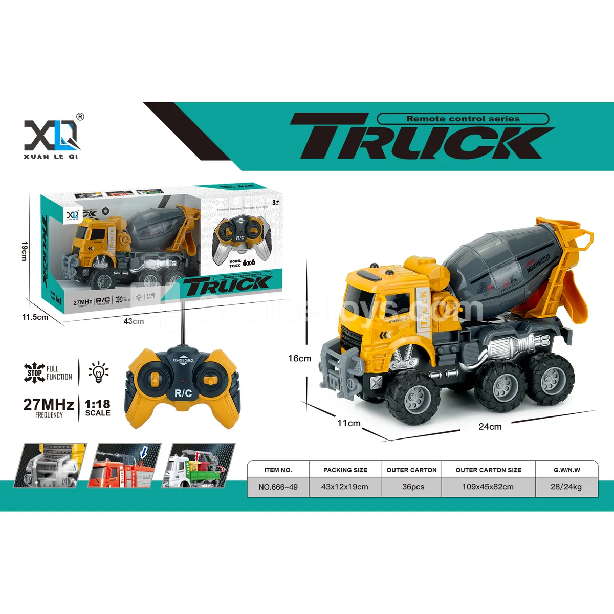 Off-Road Big Wheel Construction Mixer Truck (Battery Included)