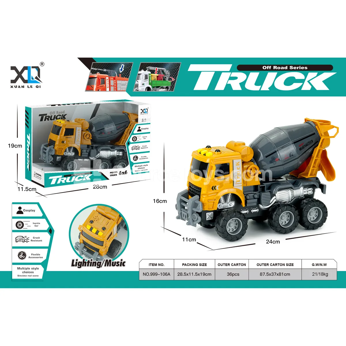 Construction Cement Mixer Truck with Lights and Sounds Construction Cement Mixer Truck with Lights and Sounds