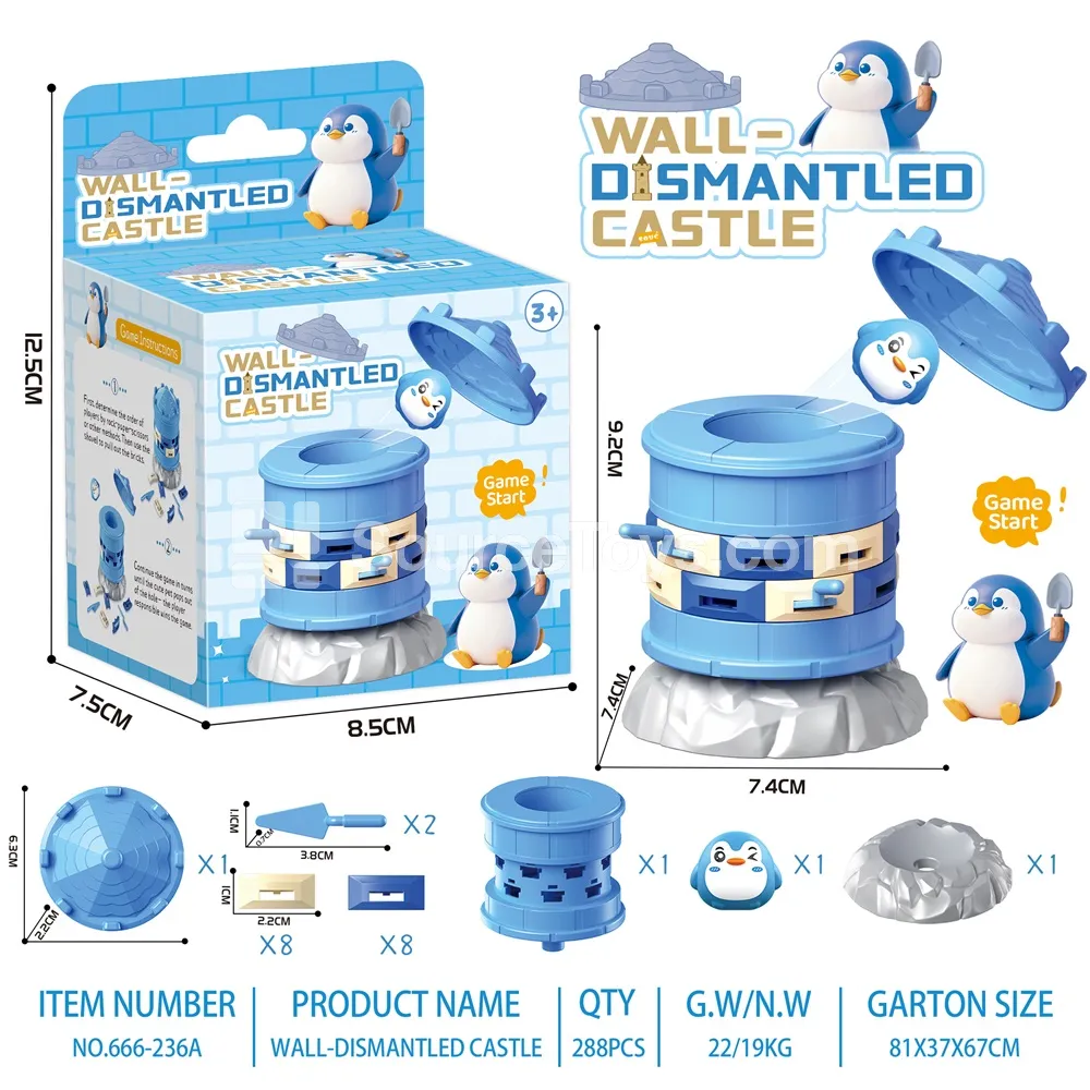 Tabletop Game: Castle Wall Demolition Penguin Tabletop Game: Castle Wall Demolition Penguin