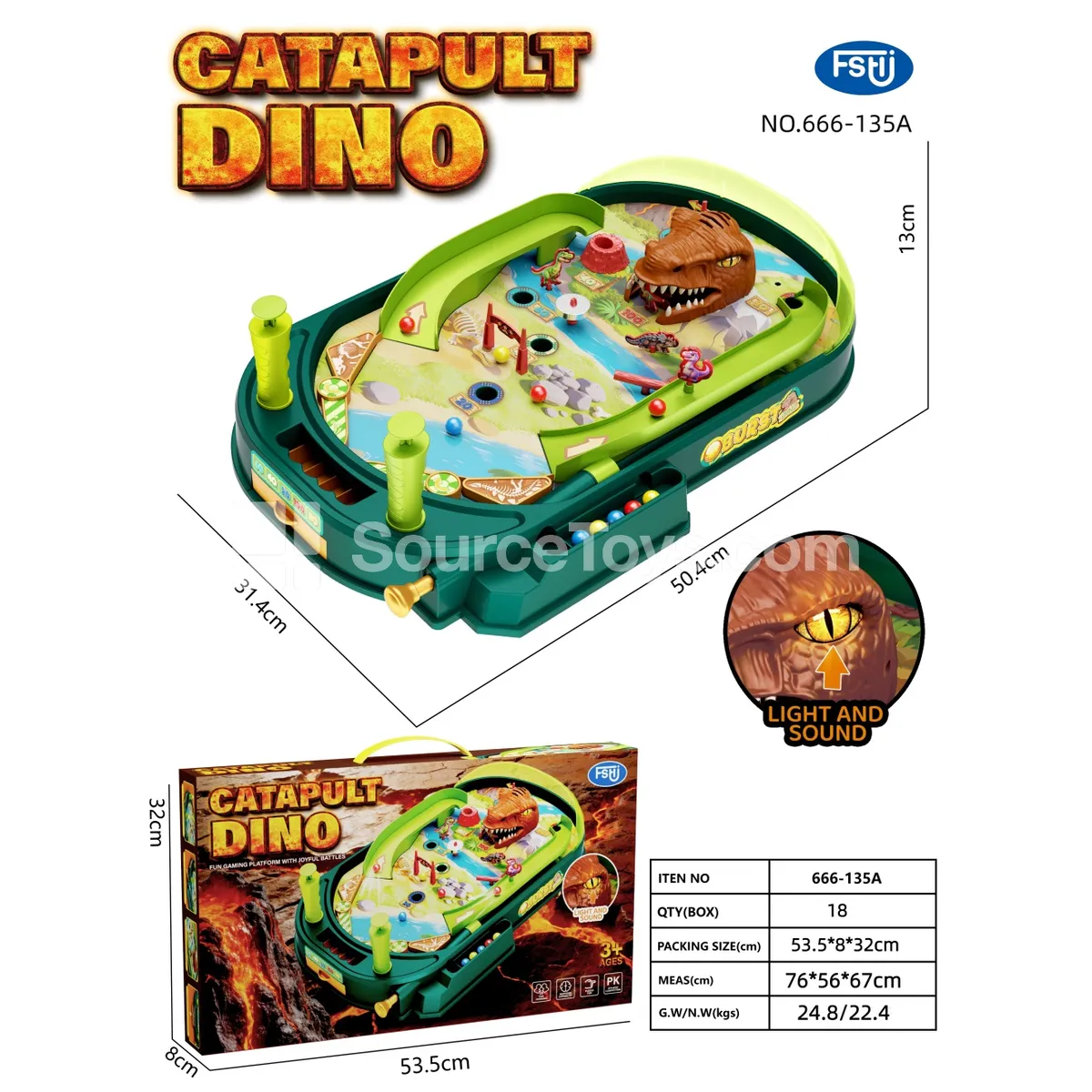 Tabletop Game Marble Dinosaur Board with Lights and Music