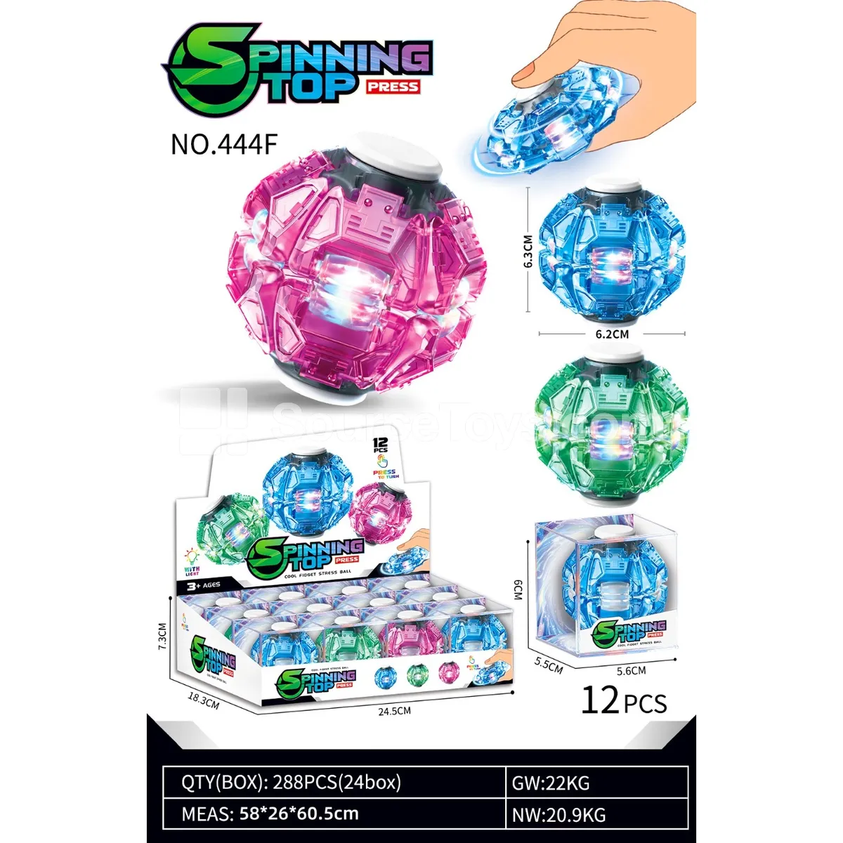Light-Up Spinning Tops 12 PCS
