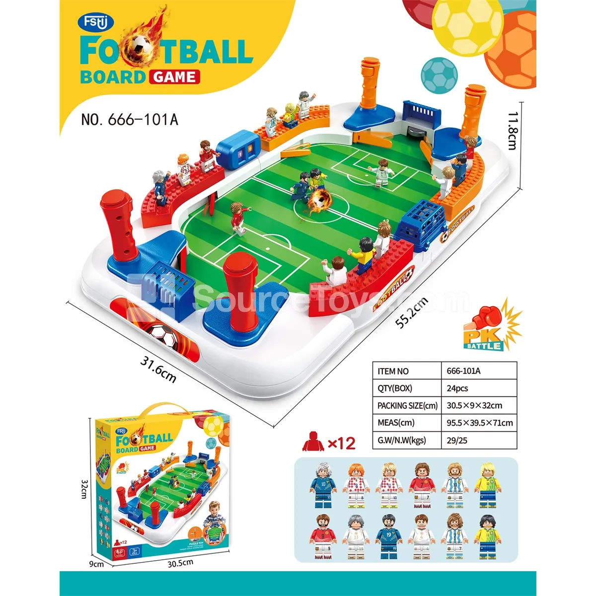 Tabletop Foosball Field with Figures