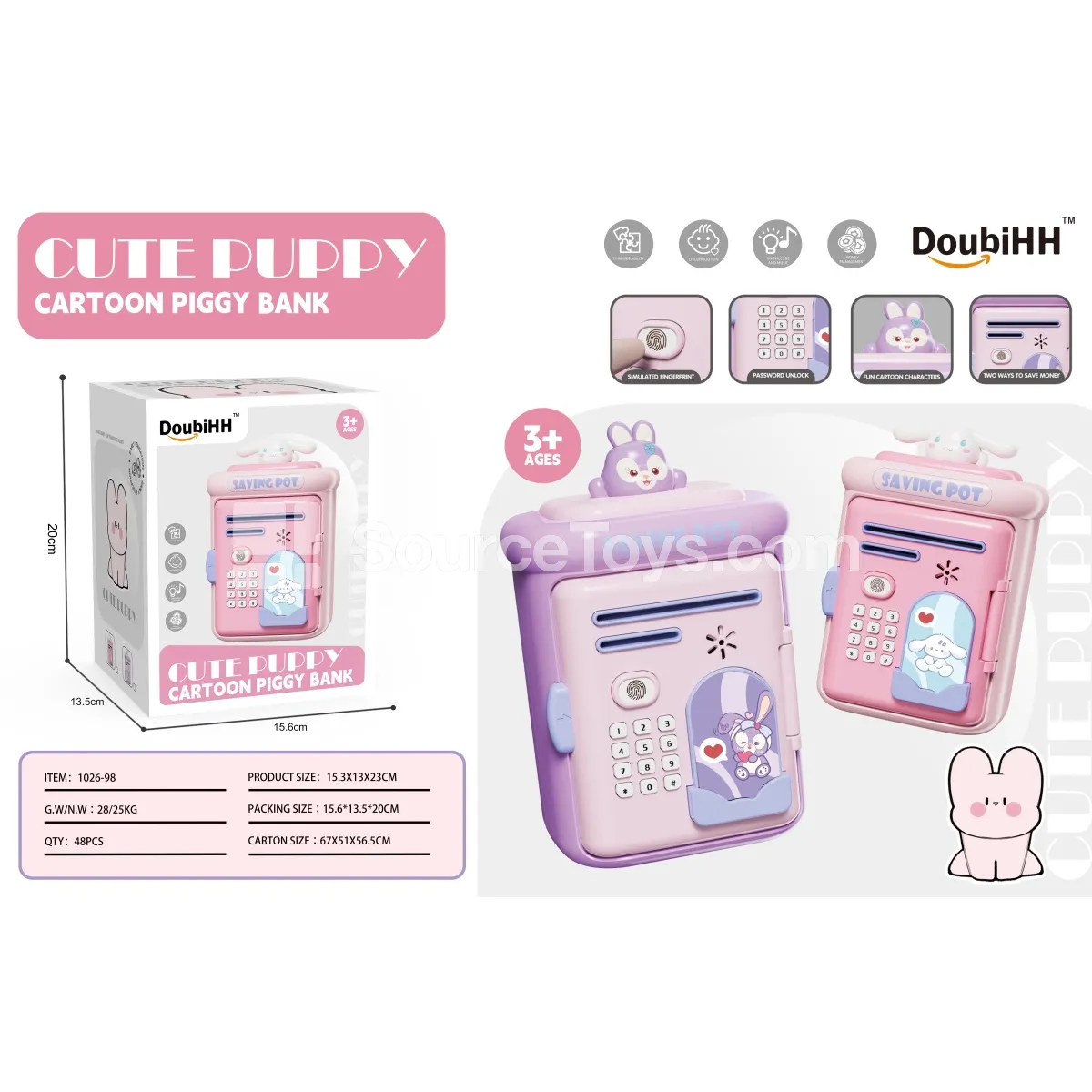 Square Coin Bank with Character Design Square Coin Bank with Character Design