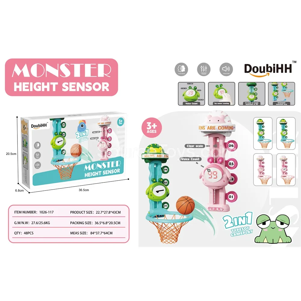 Height Measuring Jump Trainer with Digital Display (Basketball Hoop + 1 Basketball) (Green/Pink) Height Measuring Jump Trainer with Digital Display (Basketball Hoop + 1 Basketball) (Green/Pink)