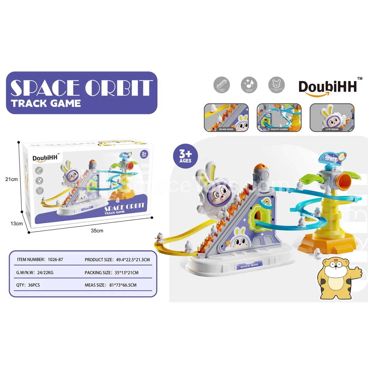 Rabbit Climbing Stairs Track Toy Set with Alien Figure, 6 Rabbits