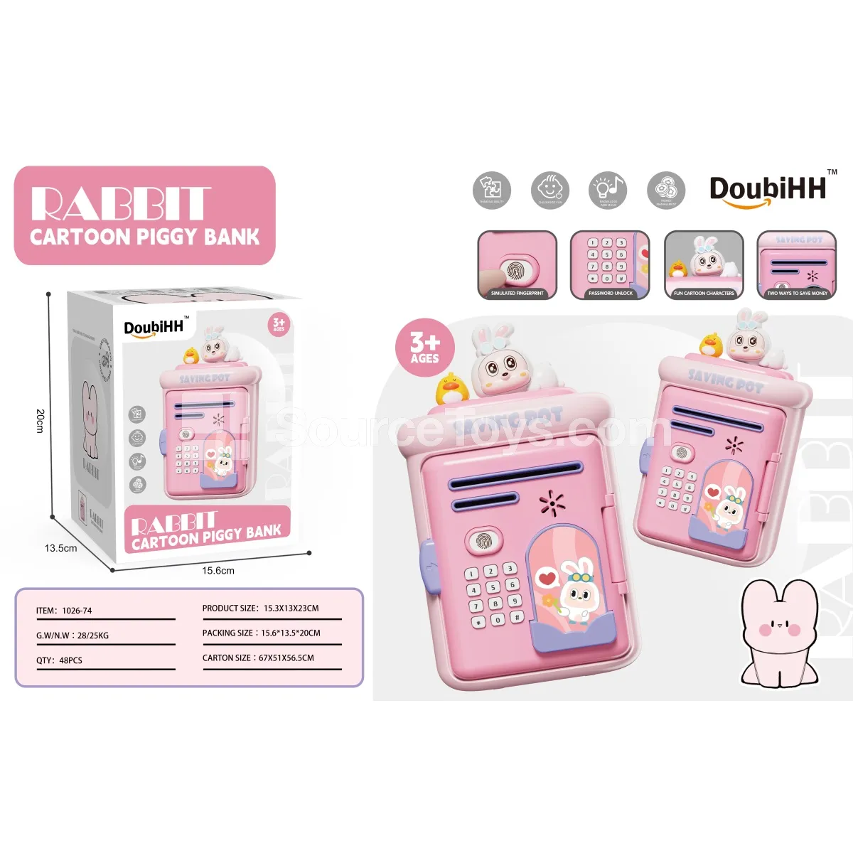 Square Rabbit Coin Bank
