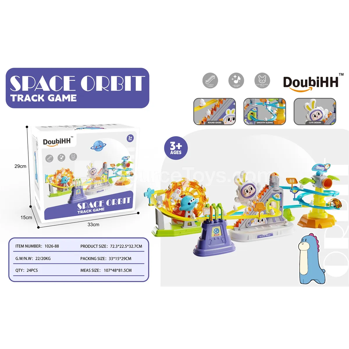 Bunny Climbing Stairs Track Set with Alien Track, Ferris Wheel and 6 Bunnies