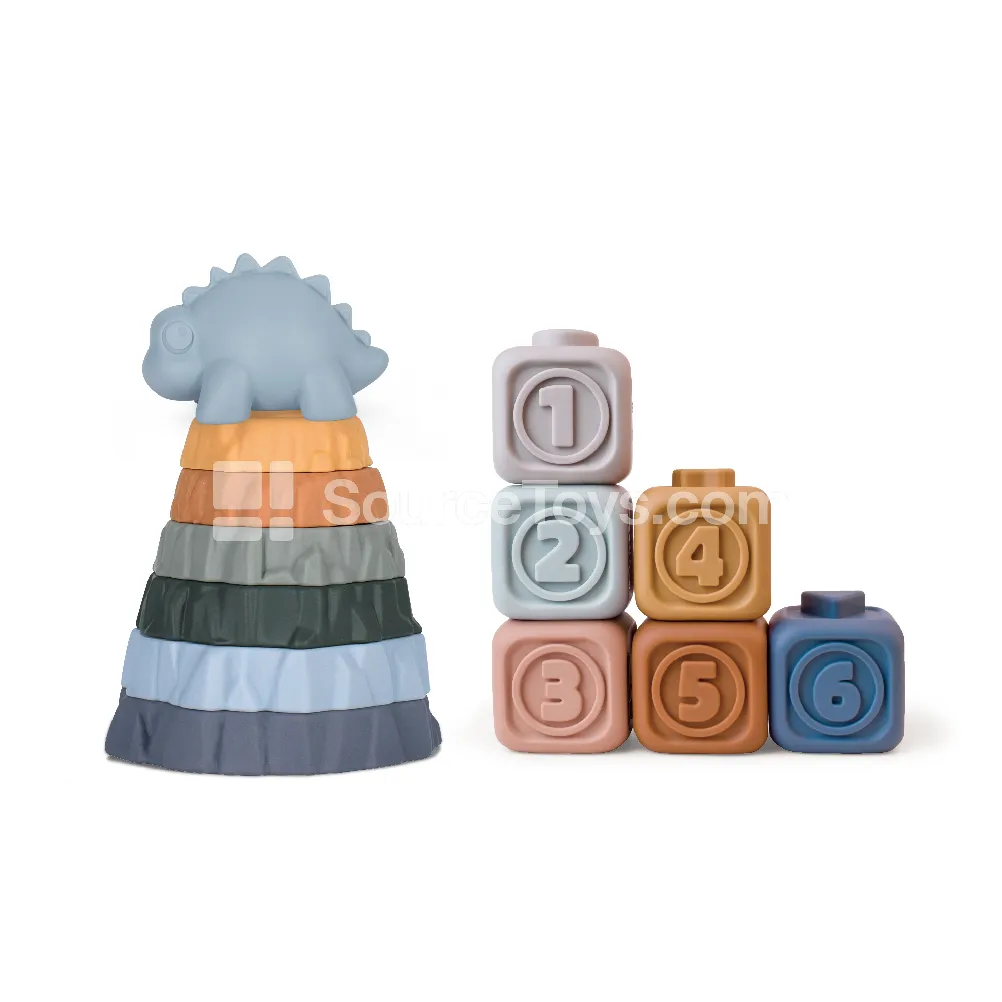 Stegosaurus Volcano Stacking Toy with 1-6 Number Blocks (Russian Version)
