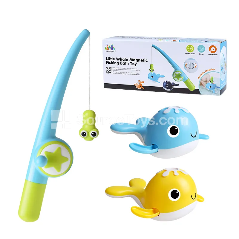 Fishing Rod + 2 Fish, Light Blue + Yellow, Magnetic Fishing Rod + 2 Fish, Light Blue + Yellow, Magnetic