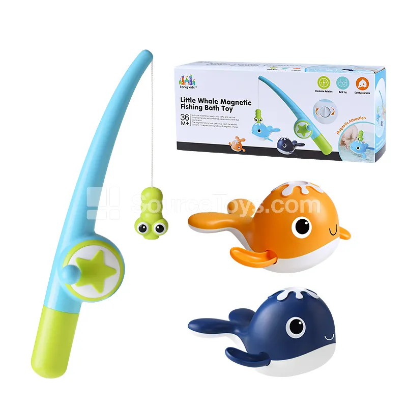 Fishing Rod with 2 Fish (Dark Blue + Orange, Magnetic)