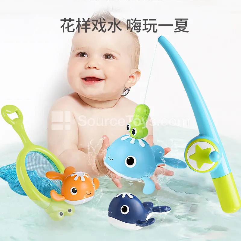 Fishing net + fishing rod + 4 magnetic fish