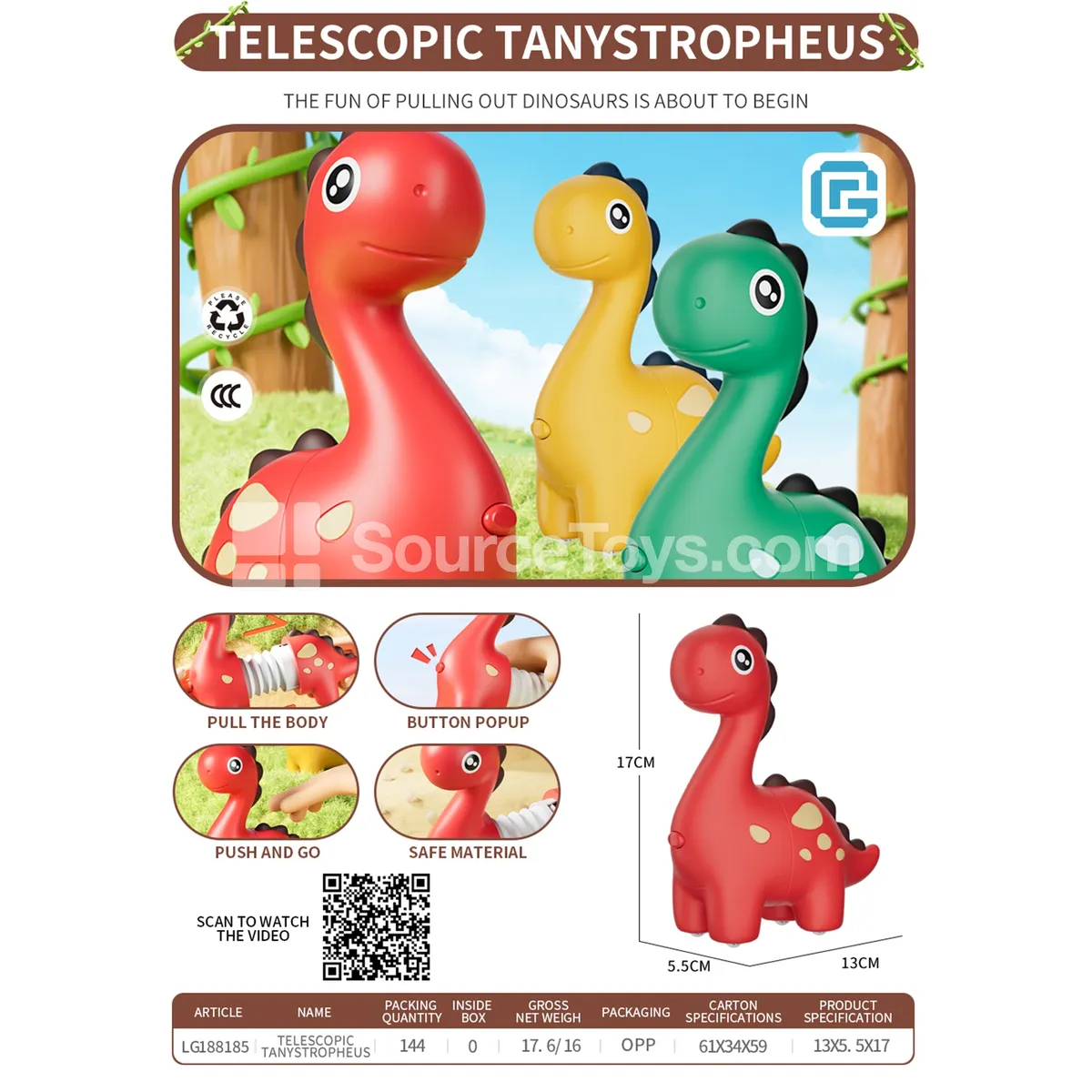 Inertia Collision Telescopic Brachiosaurus Toy