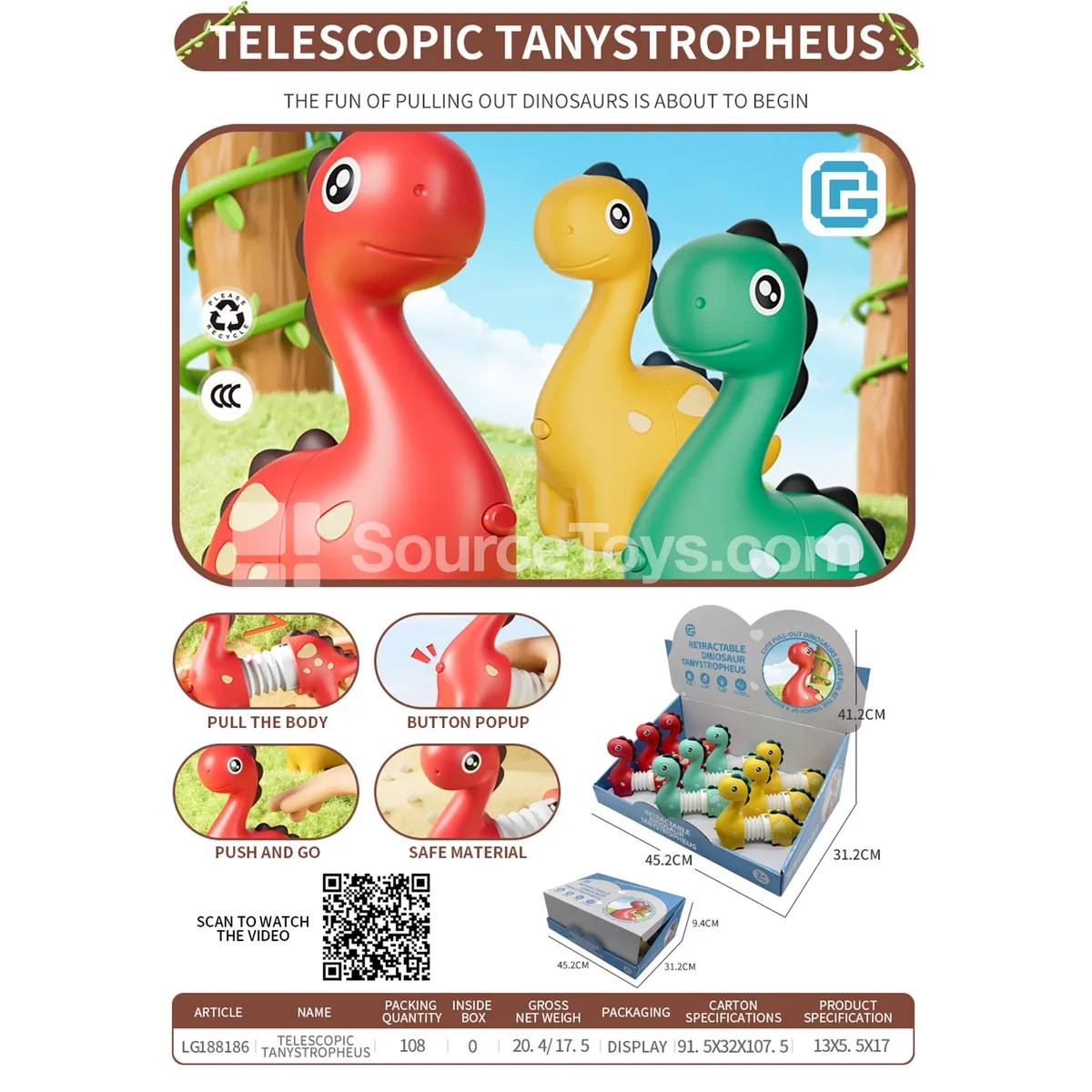 Inertia Bump-and-Go Telescopic Brachiosaurus Toy