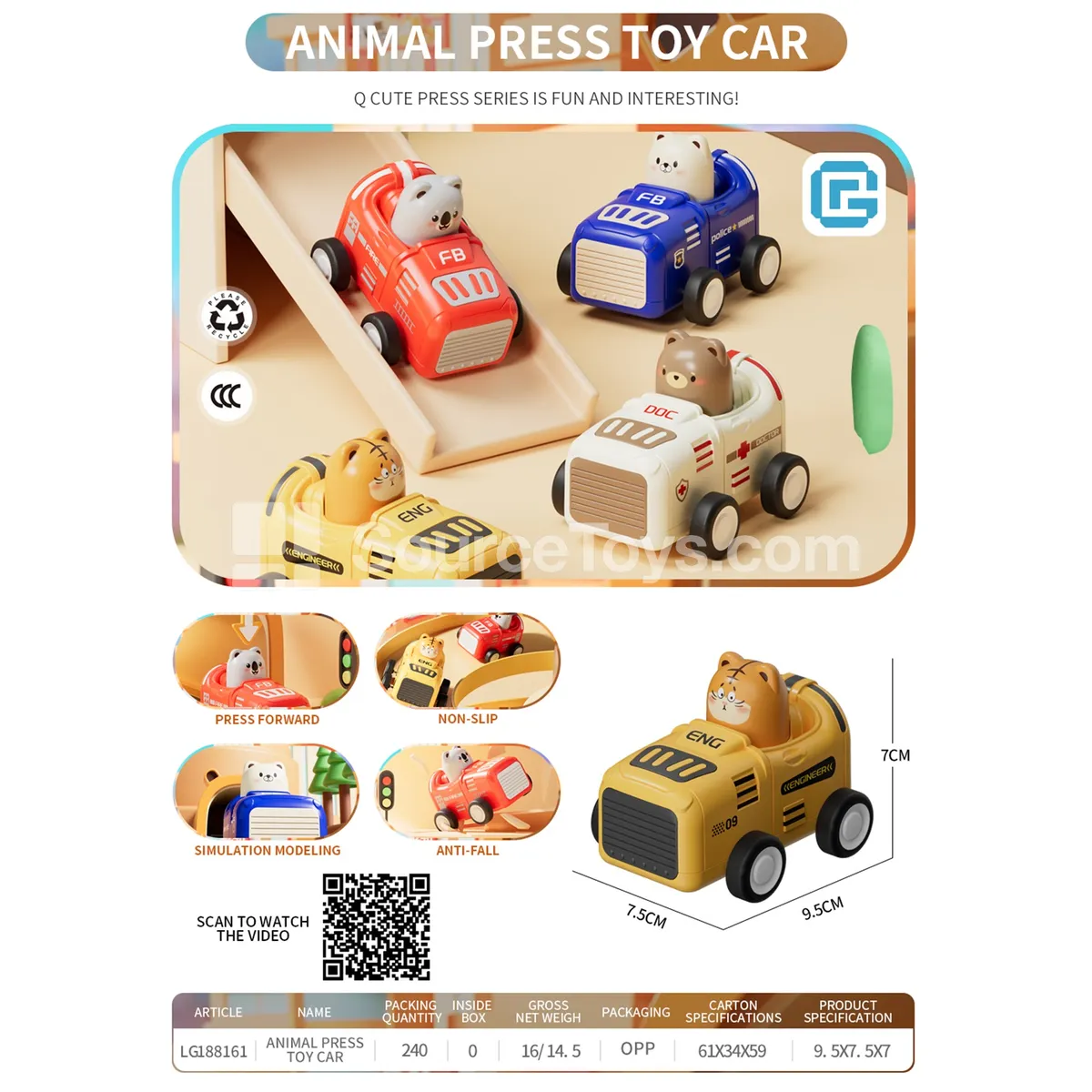 Press-and-go cartoon race car Press-and-go cartoon race car