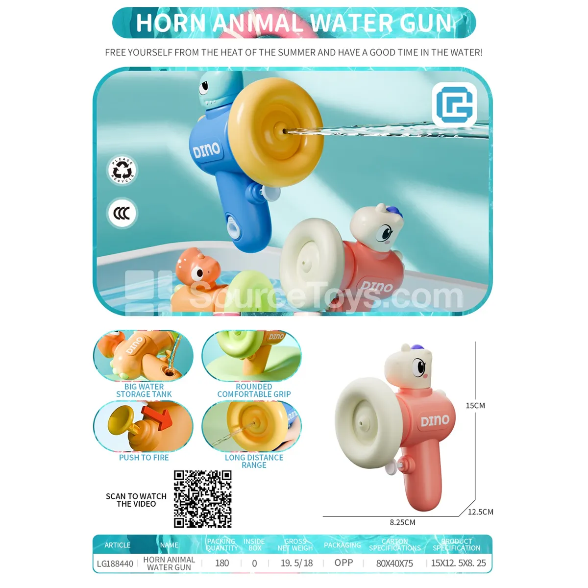Animal Water Gun with Horn