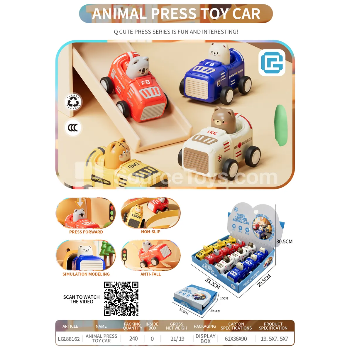 Press-and-Go Cartoon Race Car