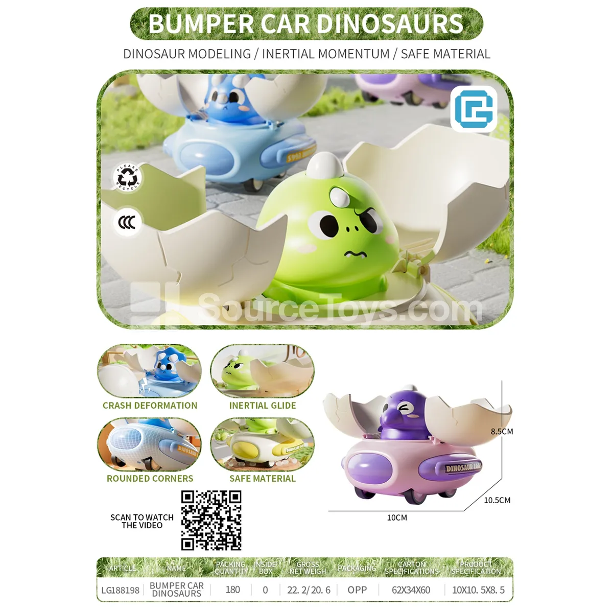 Friction Dinosaur Egg Bumper Car
