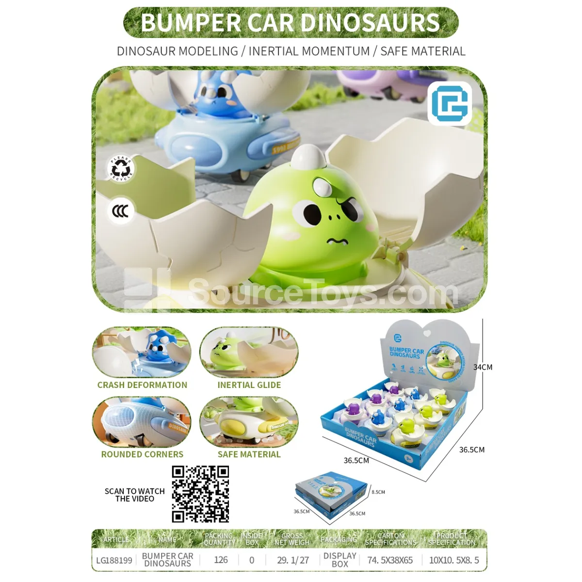 Friction Dinosaur Egg Bumper Car
