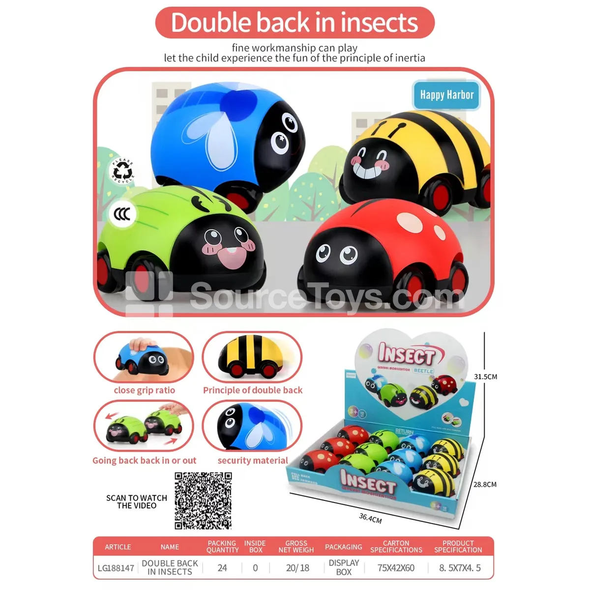 Dual Pull-Back Insect Car