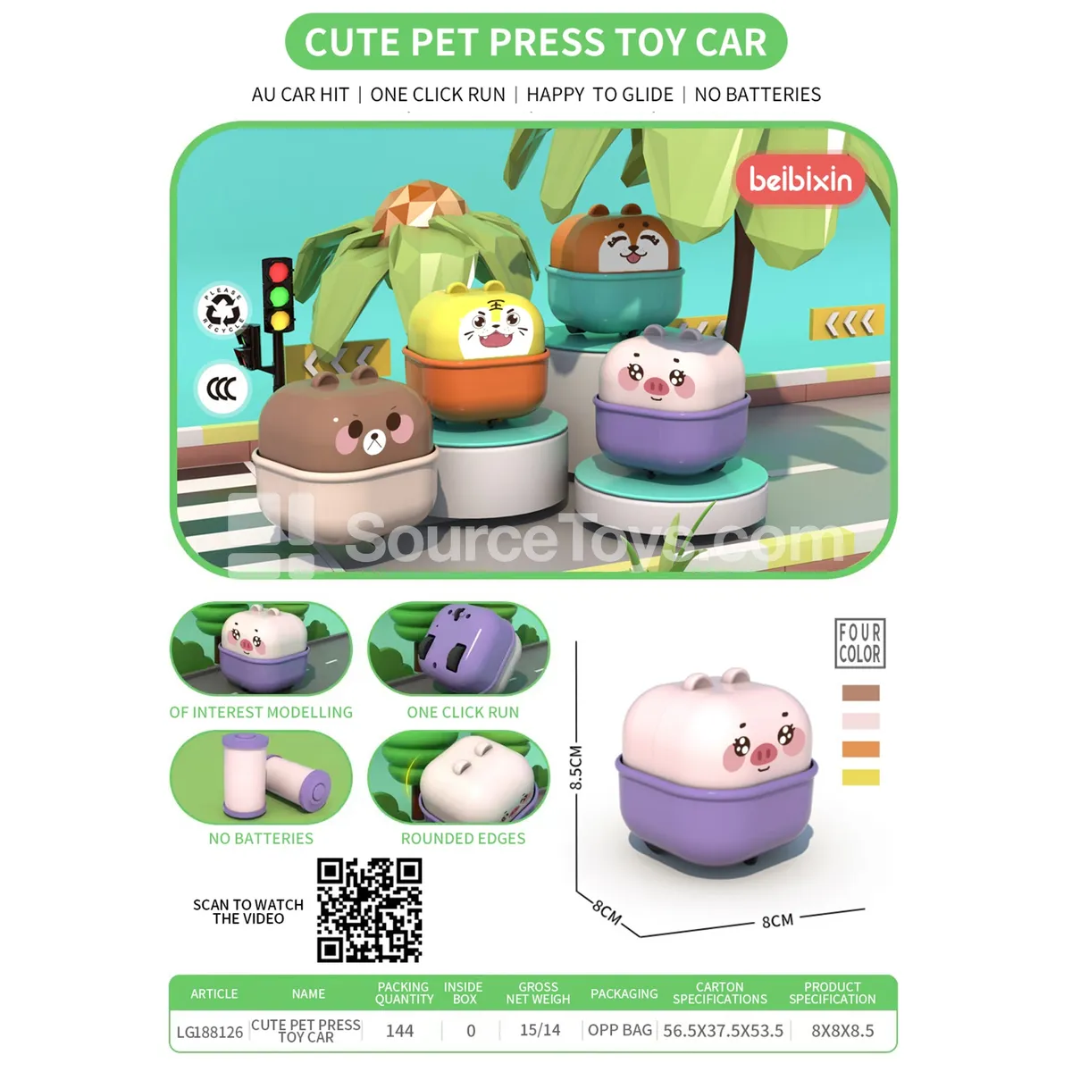 Press-and-Go Animal Toy Car