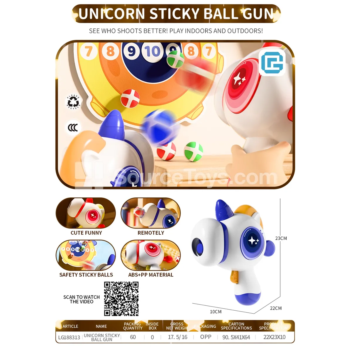Unicorn Sticky Ball Toy Gun