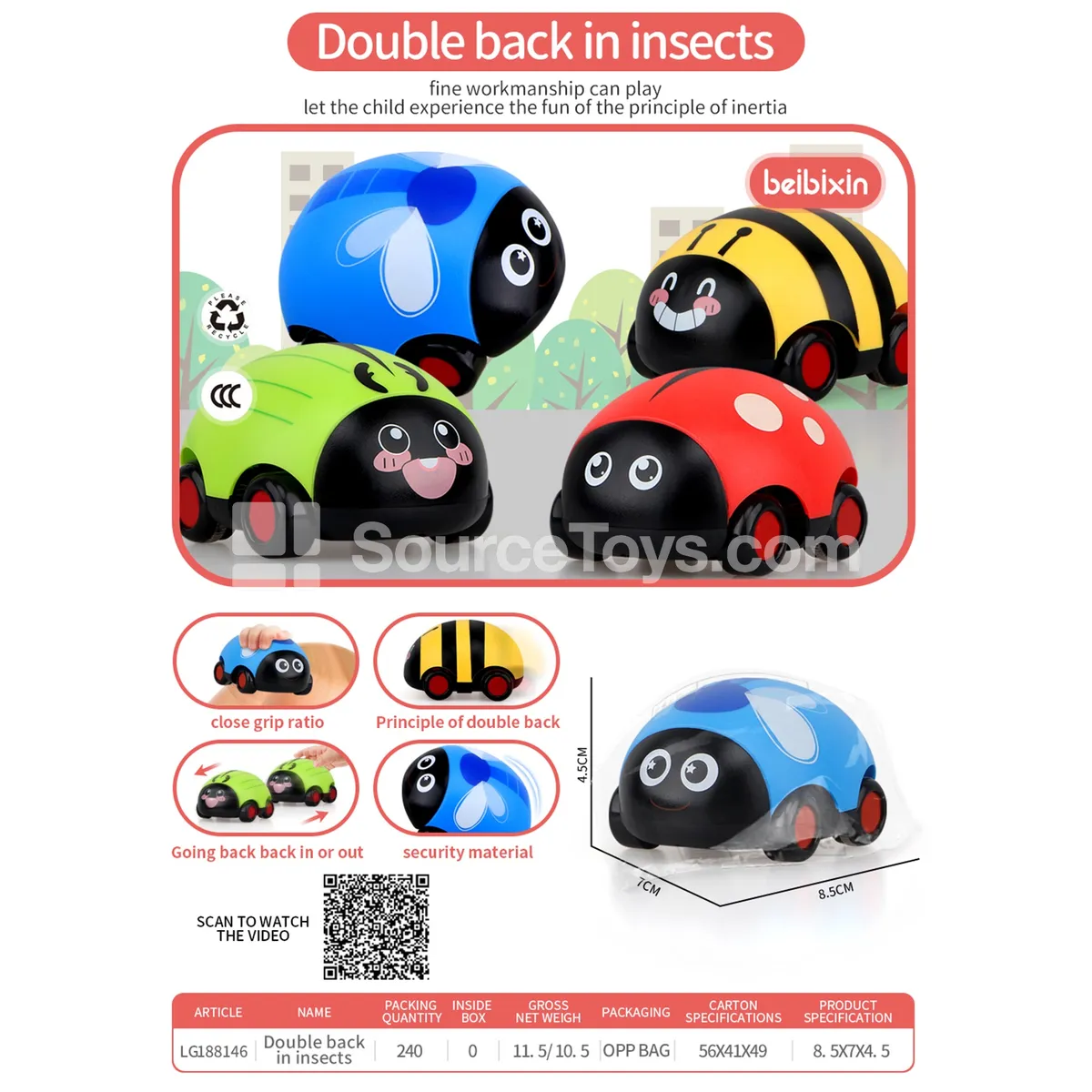 Dual Pull-Back Insect Car