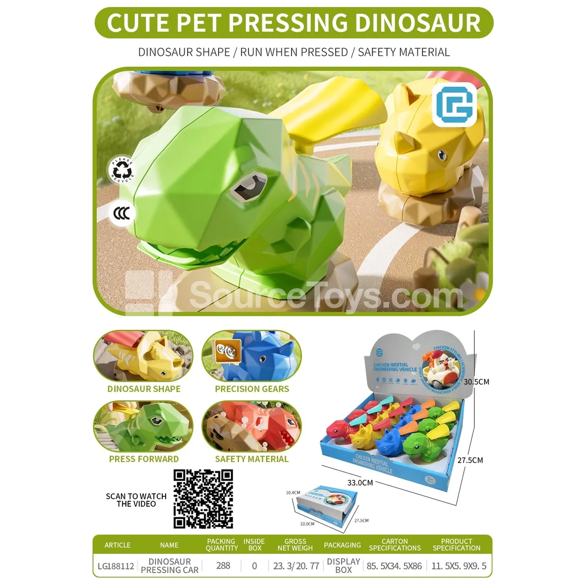 Press-and-go Dinosaur with Cape