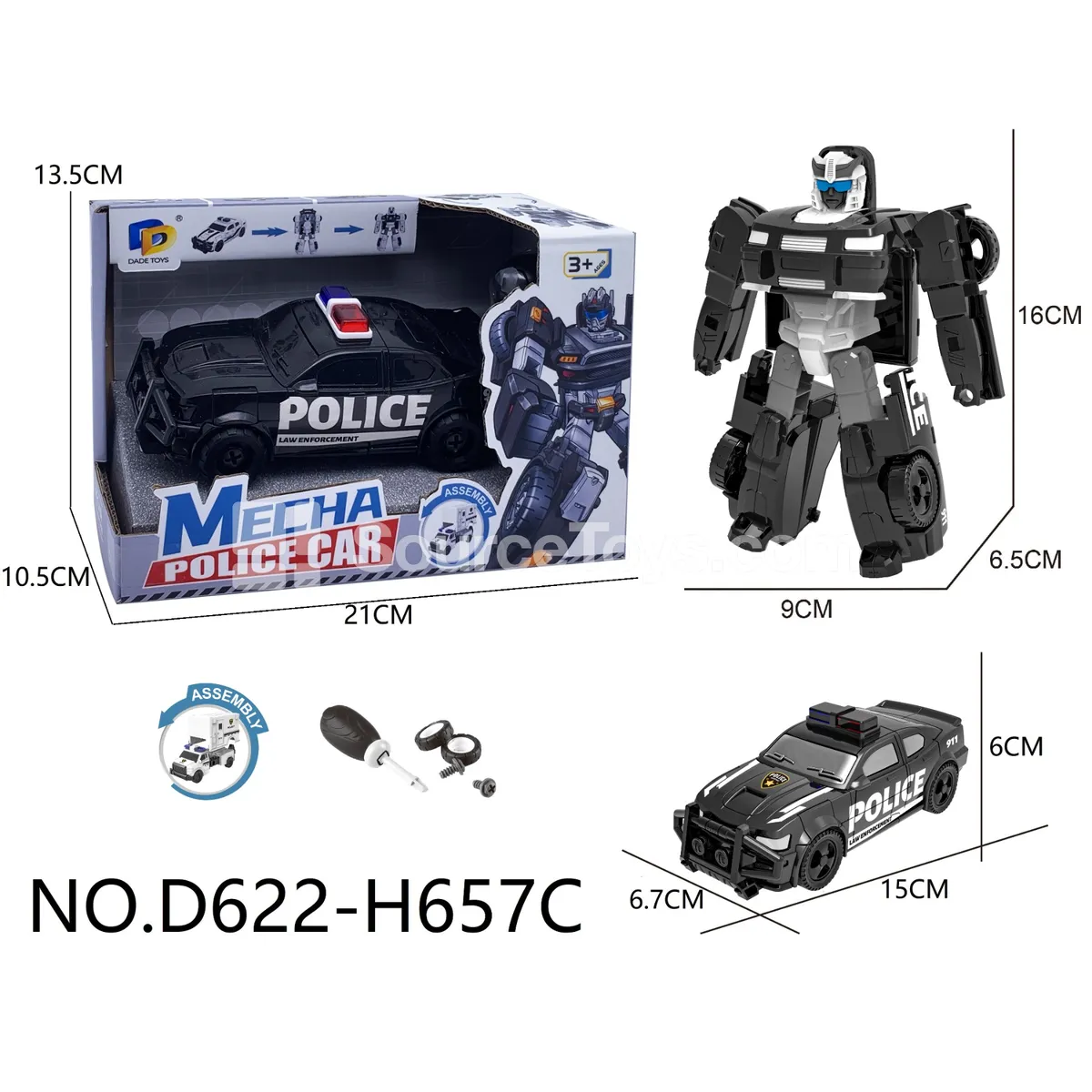 DIY Transforming Police Car Model Kit (D622-H657C) DIY Transforming Police Car Model Kit (D622-H657C)