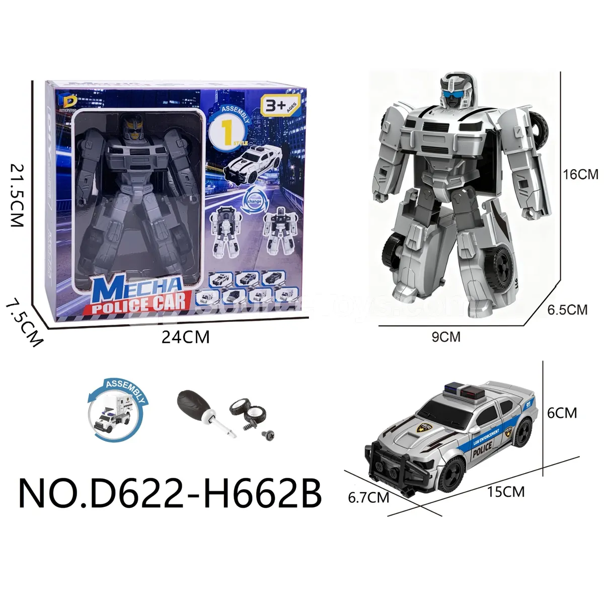 DIY Transforming Police Car Model Kit (D622-H662B) DIY Transforming Police Car Model Kit (D622-H662B)