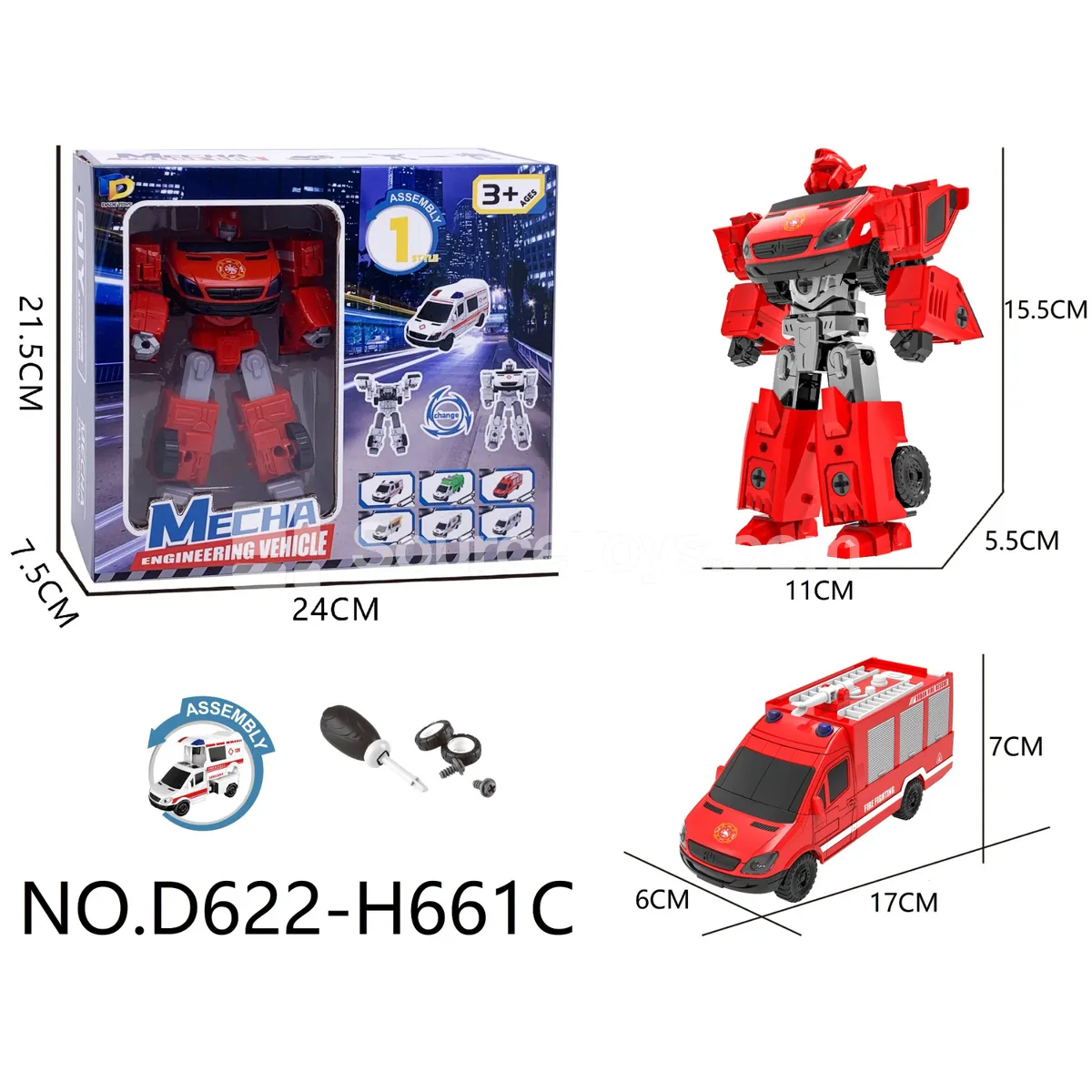 DIY Assembly Transforming Fire Truck (D622-H661C) DIY Assembly Transforming Fire Truck (D622-H661C)