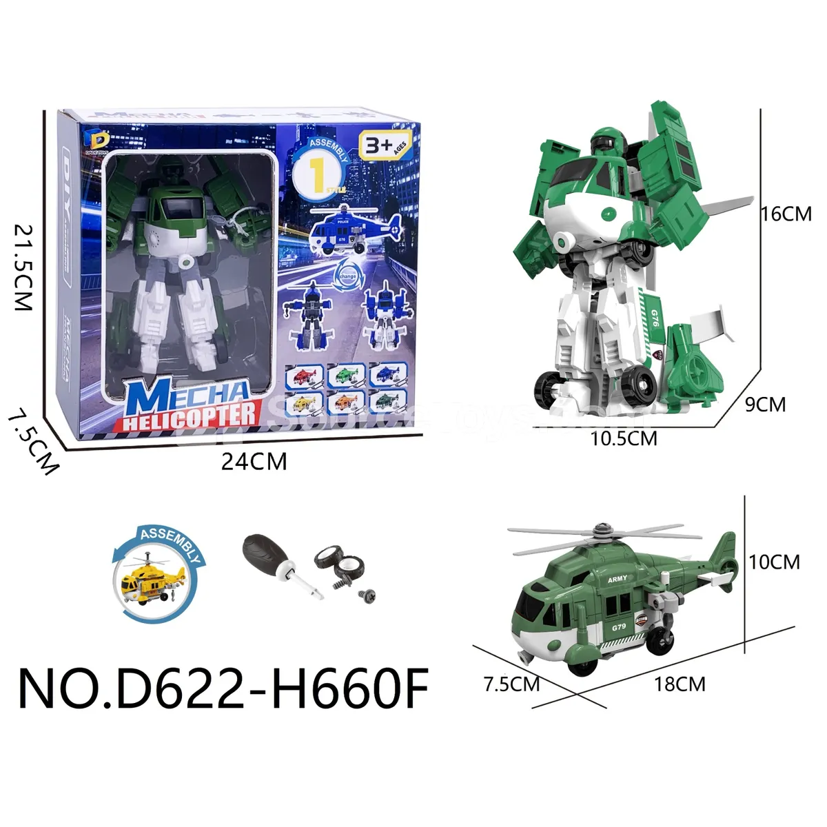 DIY Assembly Transforming Helicopter Model Kit (D622-H660F) DIY Assembly Transforming Helicopter Model Kit (D622-H660F)