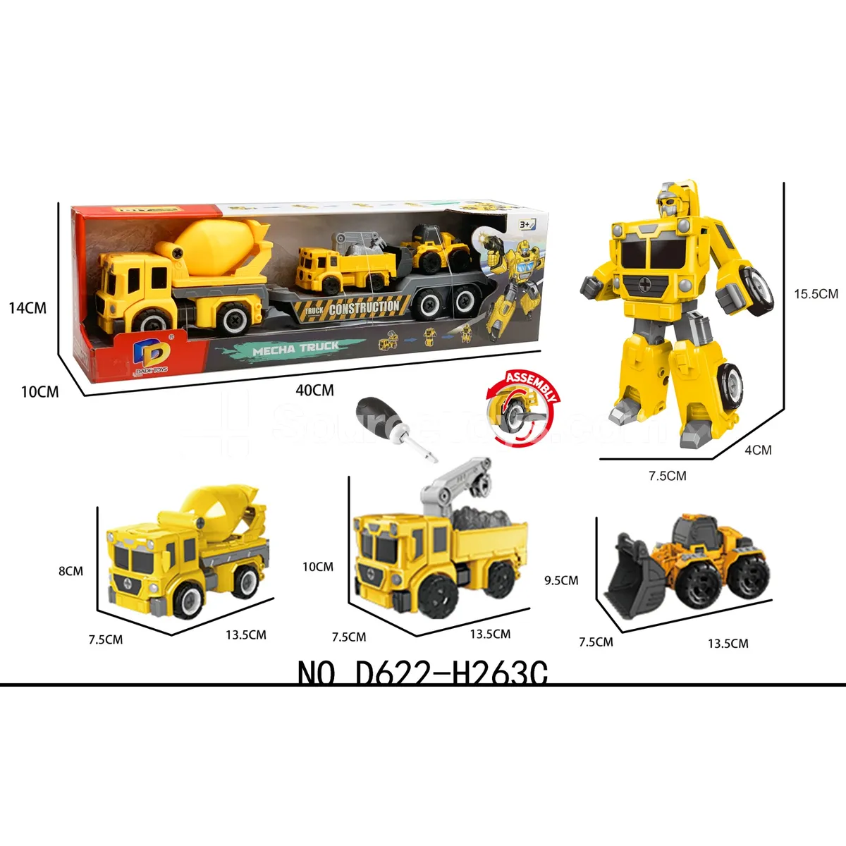 DIY Assembly Transforming Construction Vehicle Model Kit (D622-H263C) DIY Assembly Transforming Construction Vehicle Model Kit (D622-H263C)