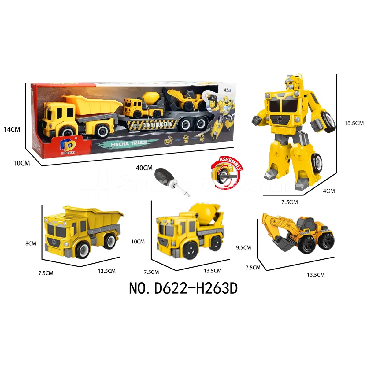 DIY Assembly Transforming Construction Vehicle Model Kit (D622-H263D) DIY Assembly Transforming Construction Vehicle Model Kit (D622-H263D)
