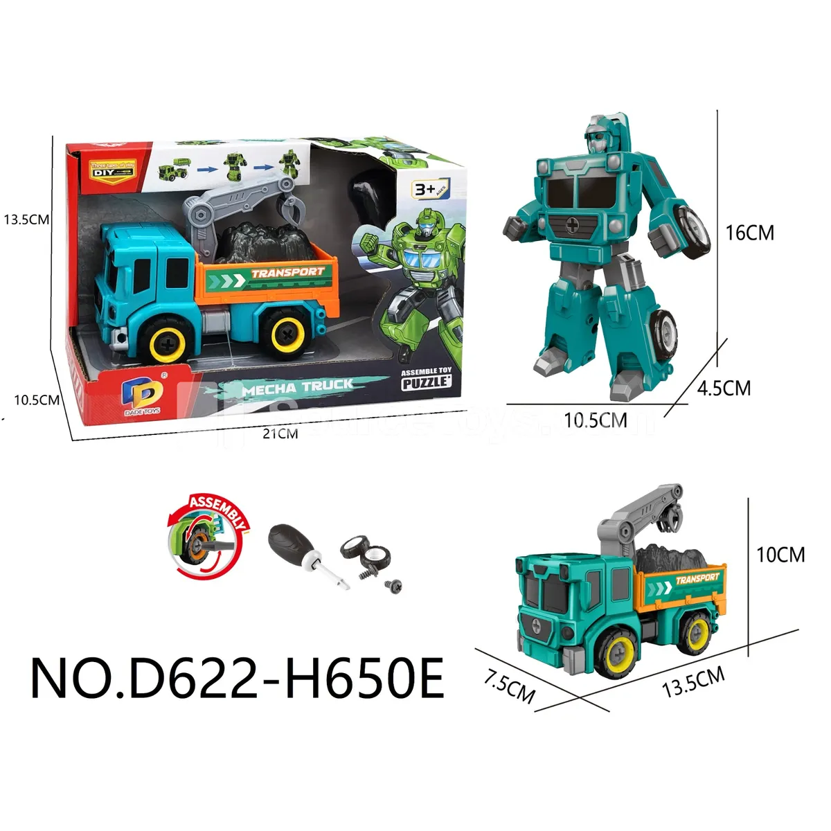 DIY Assembly Transforming Construction Vehicle Model Kit (D622-H650E) DIY Assembly Transforming Construction Vehicle Model Kit (D622-H650E)