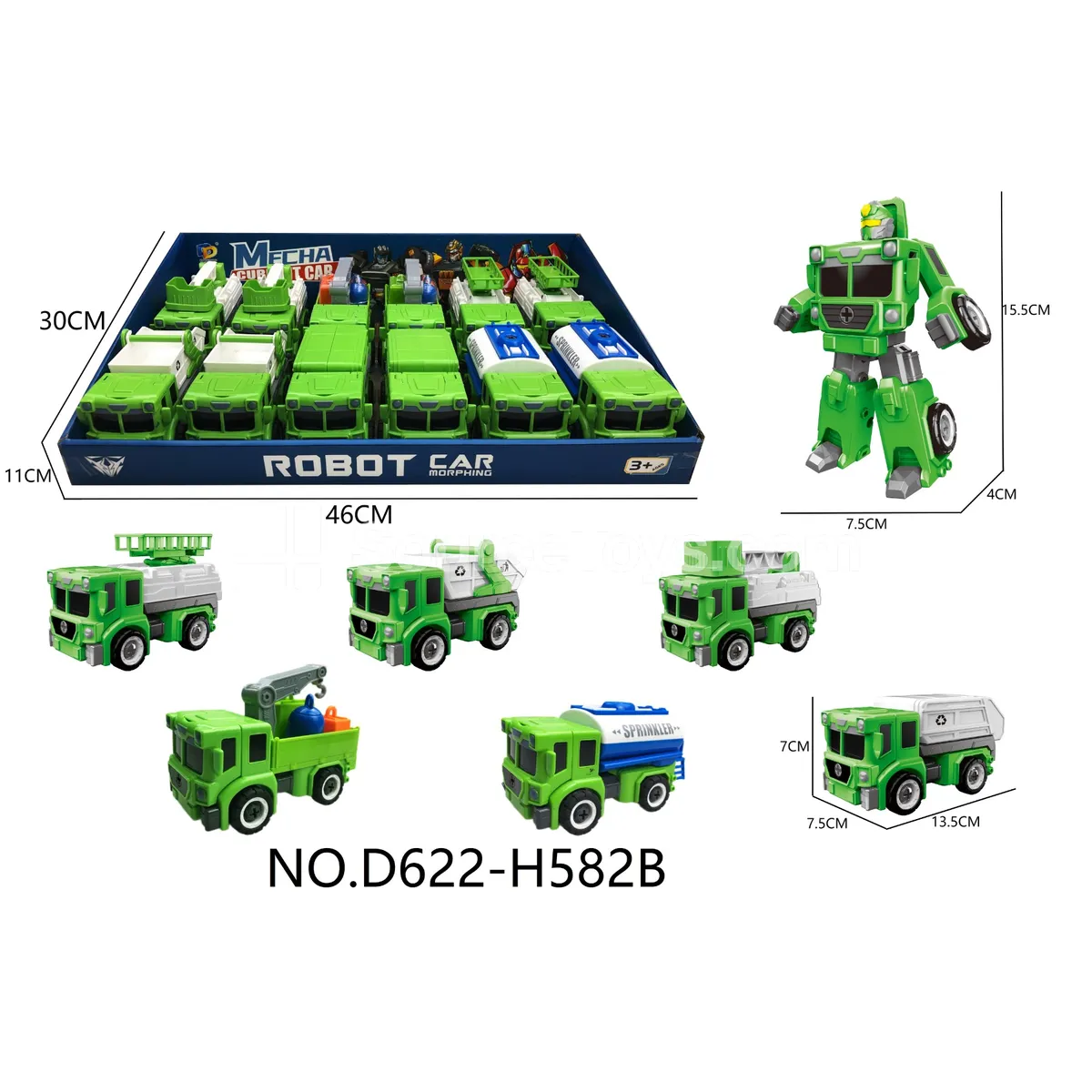 DIY Assembly Transforming Sanitation Vehicle Model Kit (D622-H582B) DIY Assembly Transforming Sanitation Vehicle Model Kit (D622-H582B)