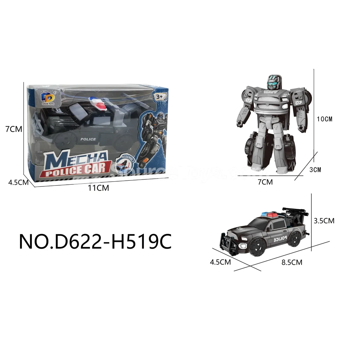 DIY Assembly Transforming Police Vehicle Model Kit (D622-H519C)