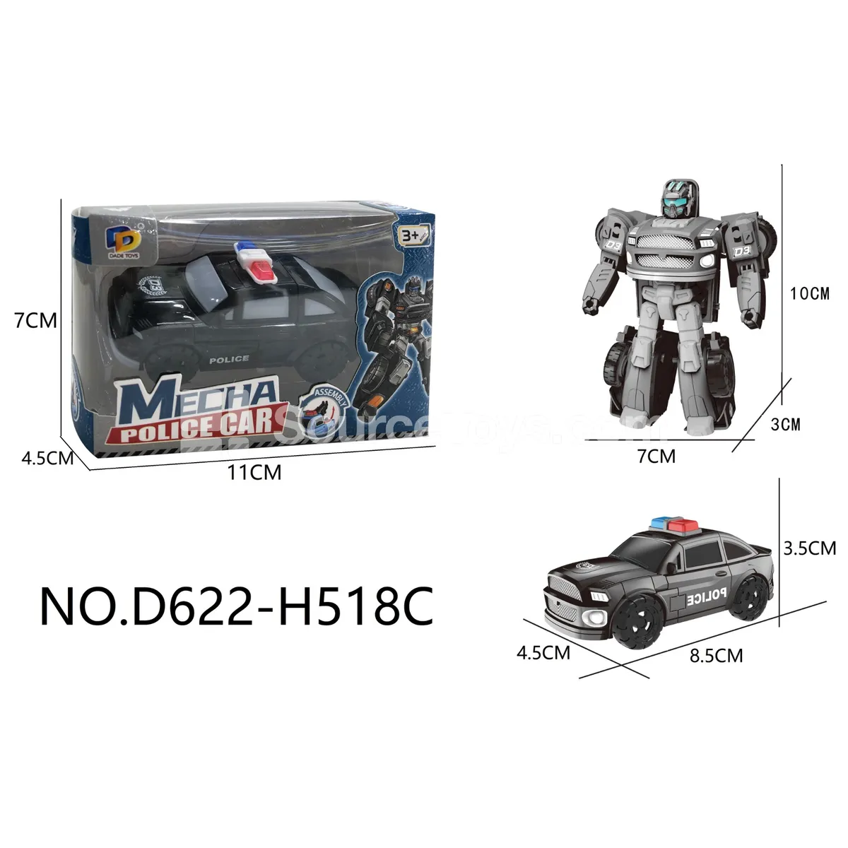 DIY Transforming Police Car Model Kit (D622-H518C) DIY Transforming Police Car Model Kit (D622-H518C)