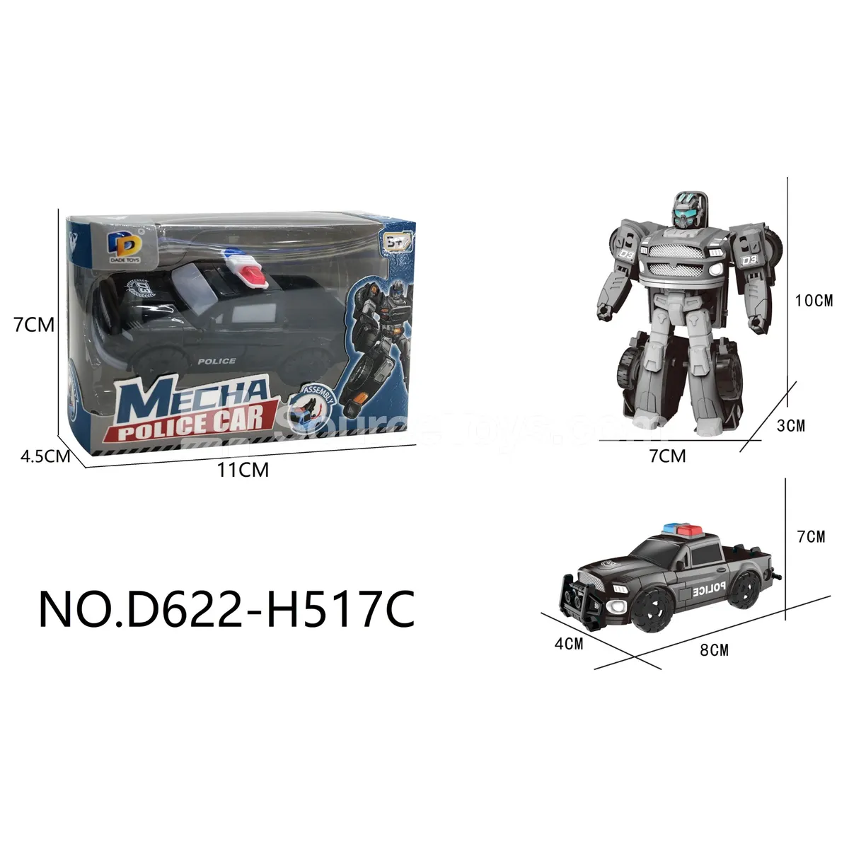 DIY Transforming Police Car Model Kit (D622-H517C) DIY Transforming Police Car Model Kit (D622-H517C)
