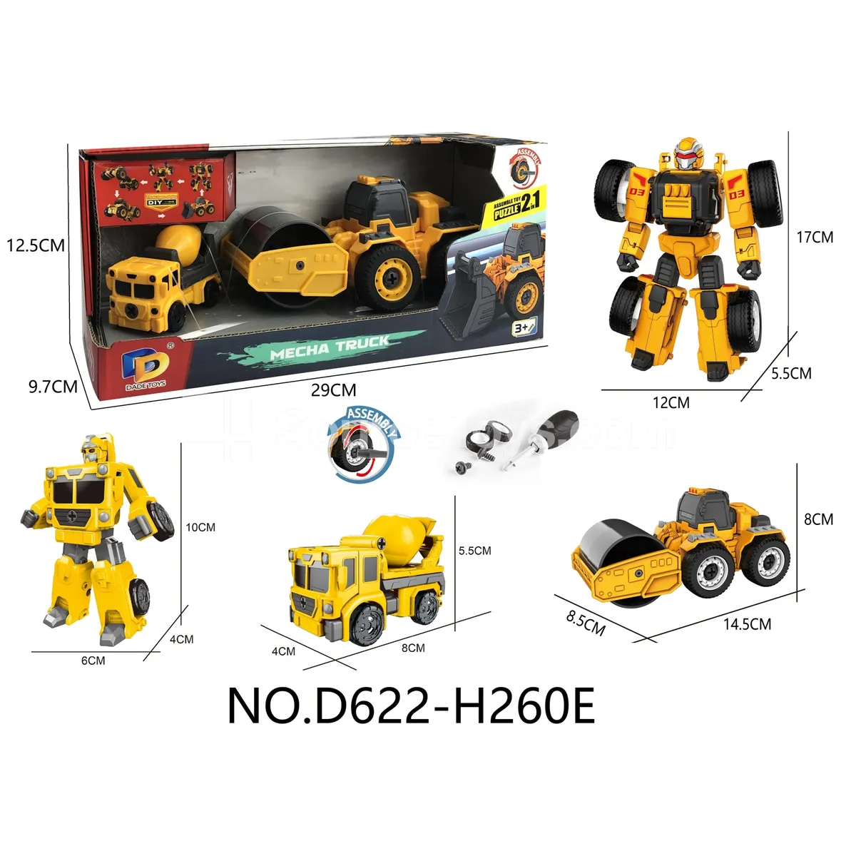 DIY Assembly Transforming Construction Vehicle Model Kit (D622-H260E)