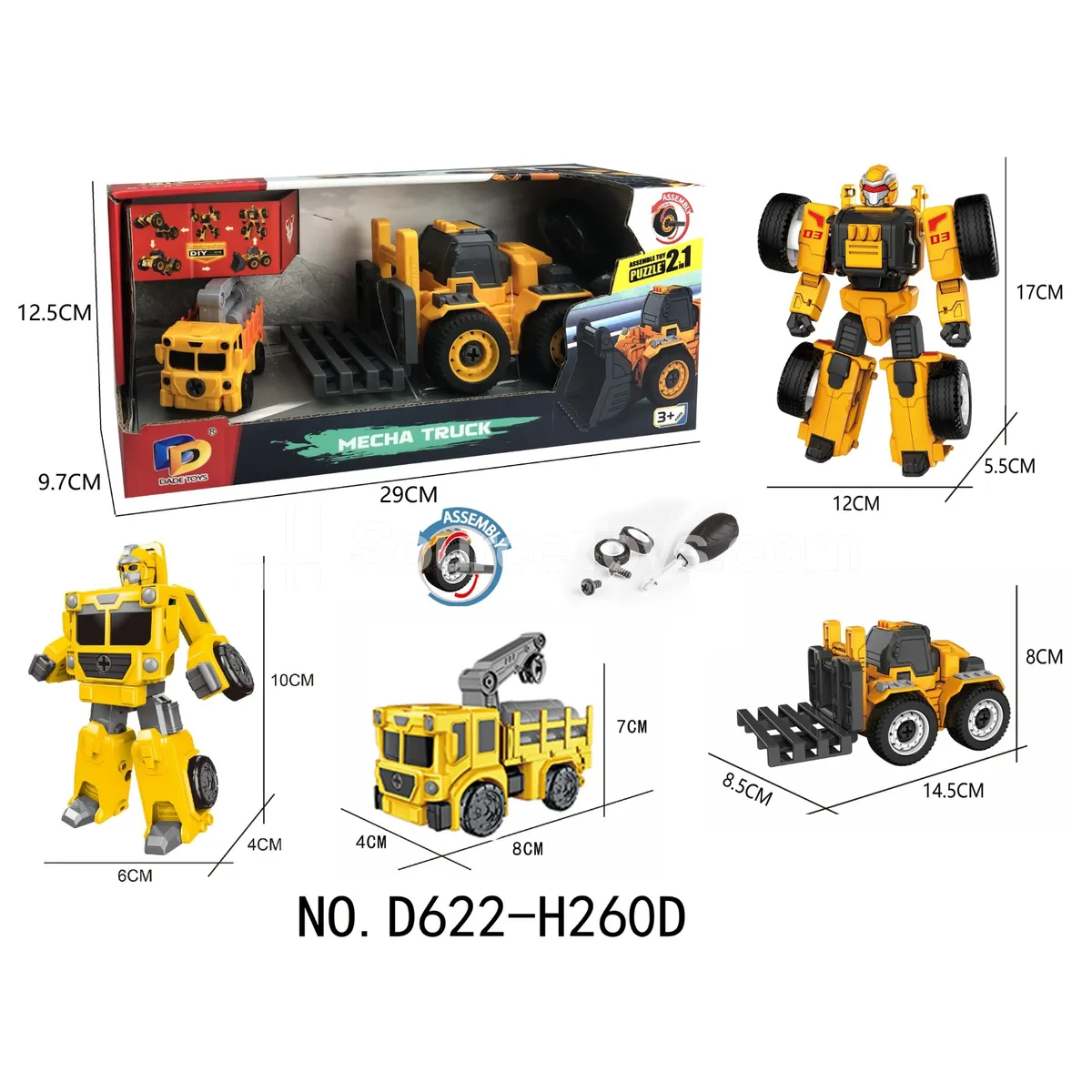 DIY Assembly Transforming Construction Vehicle Model Kit (D622-H260D)