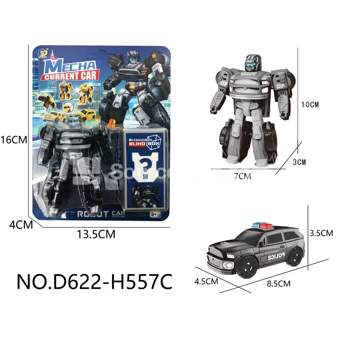 DIY Transforming Police Car Model Kit (D622-H557C) DIY Transforming Police Car Model Kit (D622-H557C)