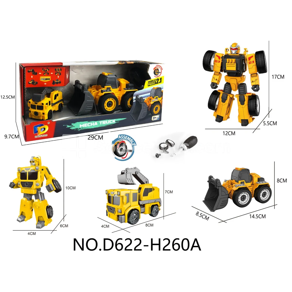DIY Assembly Transforming Construction Vehicle Model Kit (D622-H260A)