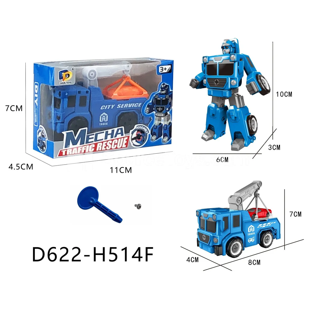 DIY Assembly Transforming Rescue Vehicle Model Kit (D622-H514F)