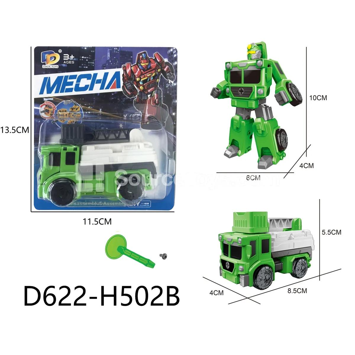 DIY Assembly Transforming Sanitation Vehicle Model Kit (D622-H502B)