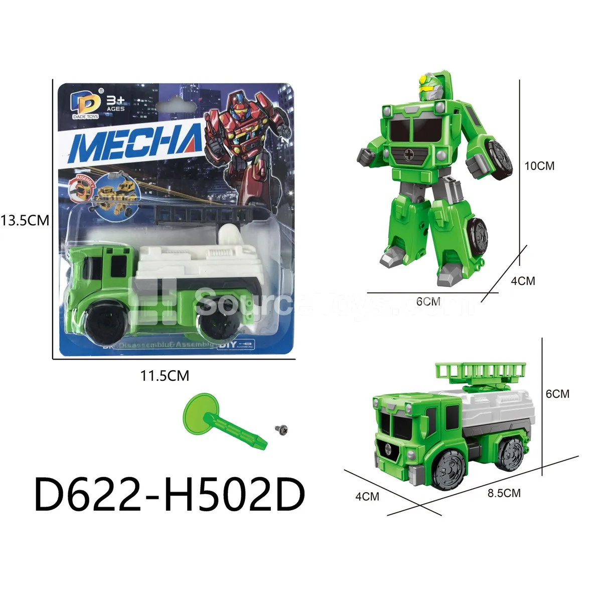DIY Assembly Transforming Sanitation Vehicle Model Kit (D622-H502D)