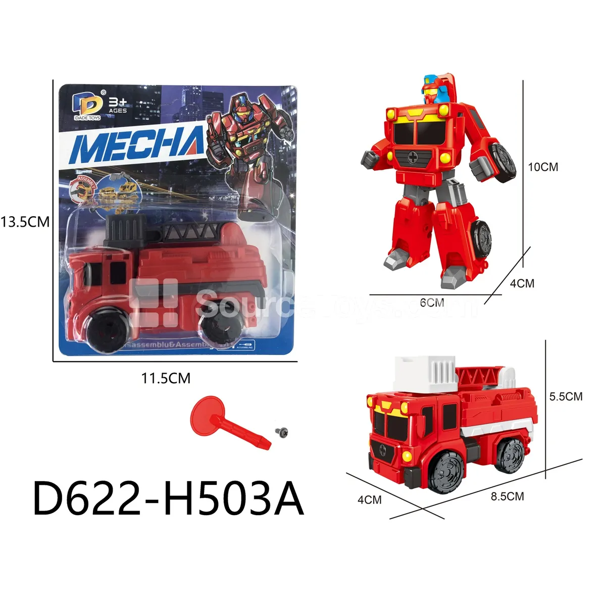 DIY Assembly Transforming Fire Truck Model Kit (D622-H503A) DIY Assembly Transforming Fire Truck Model Kit (D622-H503A)