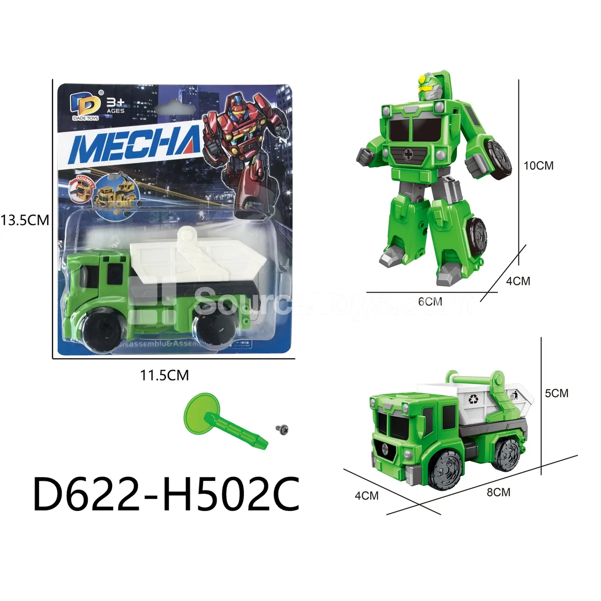 DIY Assembly Transforming Sanitation Vehicle Model Kit (D622-H502C)